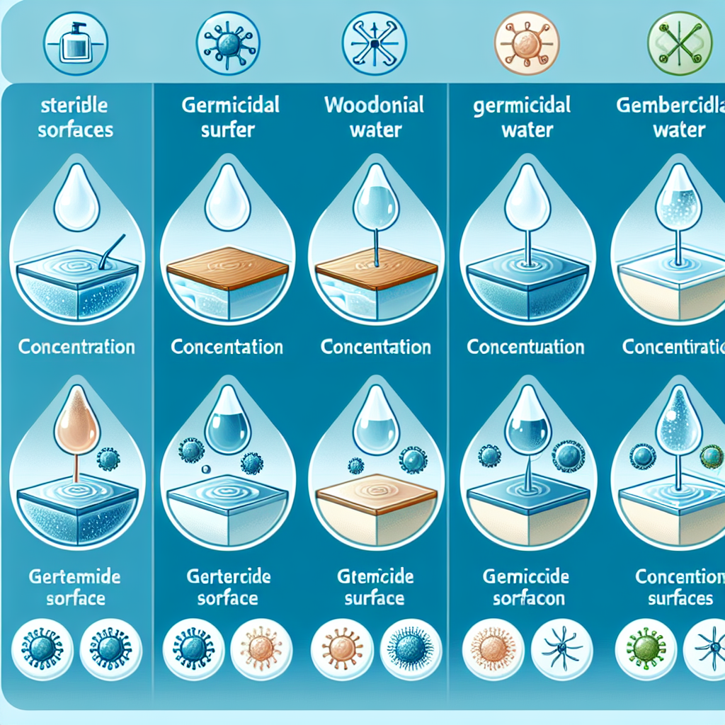 Choix de la concentration de l'Eau germicide pour différents types de surfaces